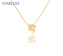 Custom 14K yellow gold Cancer Virgo compatibility pendant Necklace, the perfect gift for astrology lovers. 