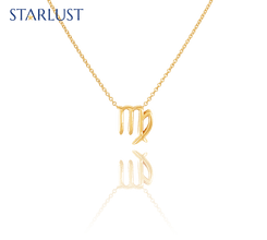 Custom 14K yellow gold Virgo compatibility pendant Necklace, the perfect gift for astrology lovers. 