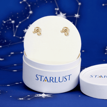 Aquarius and Leo Stud Earrings Yellow Gold Starlust