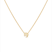 Custom 14k yellow gold Virgo pendant Necklace, the perfect gift for astrology lovers. 