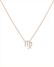 Custom 14k rose gold diamond Virgo pendant Necklace, the perfect gift for astrology lovers. 