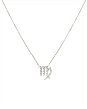 Custom 14k white gold diamond Virgo pendant Necklace, the perfect gift for astrology lovers. 