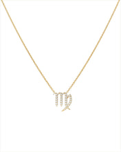 Custom 14k yellow gold diamond Virgo pendant Necklace, the perfect gift for astrology lovers. 